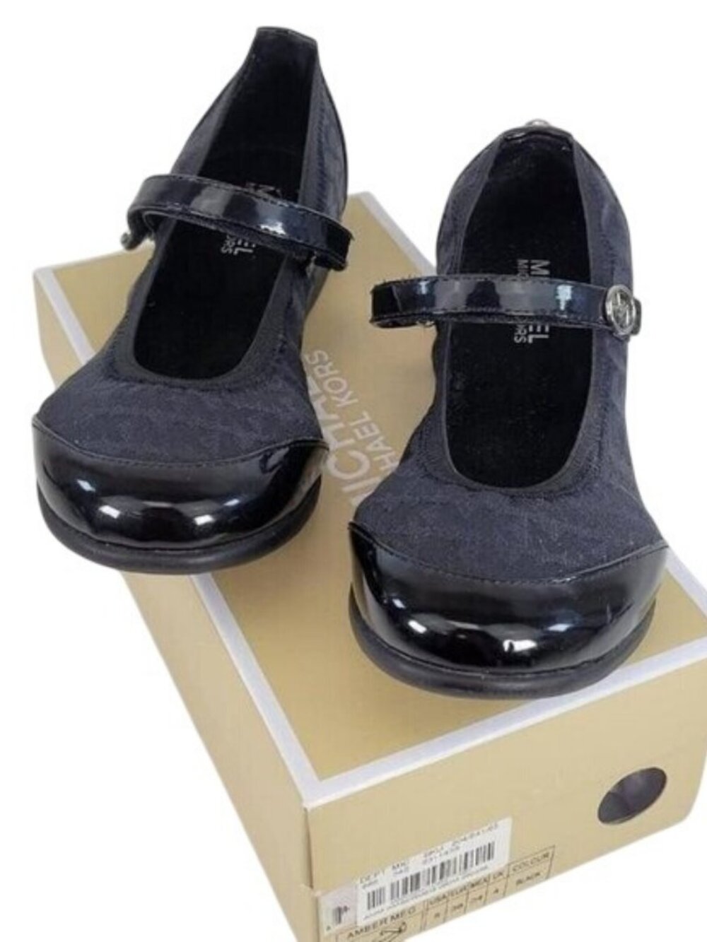 Michael Kors Amber Meg Black Leather Ballerina Flats Mary Janes Bucked size 36 - Picture 6 of 8